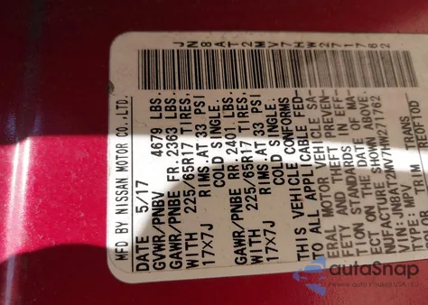 2017 Nissan Rogue Sv from USA, damaged, VIN JN8AT2MV7HW271762